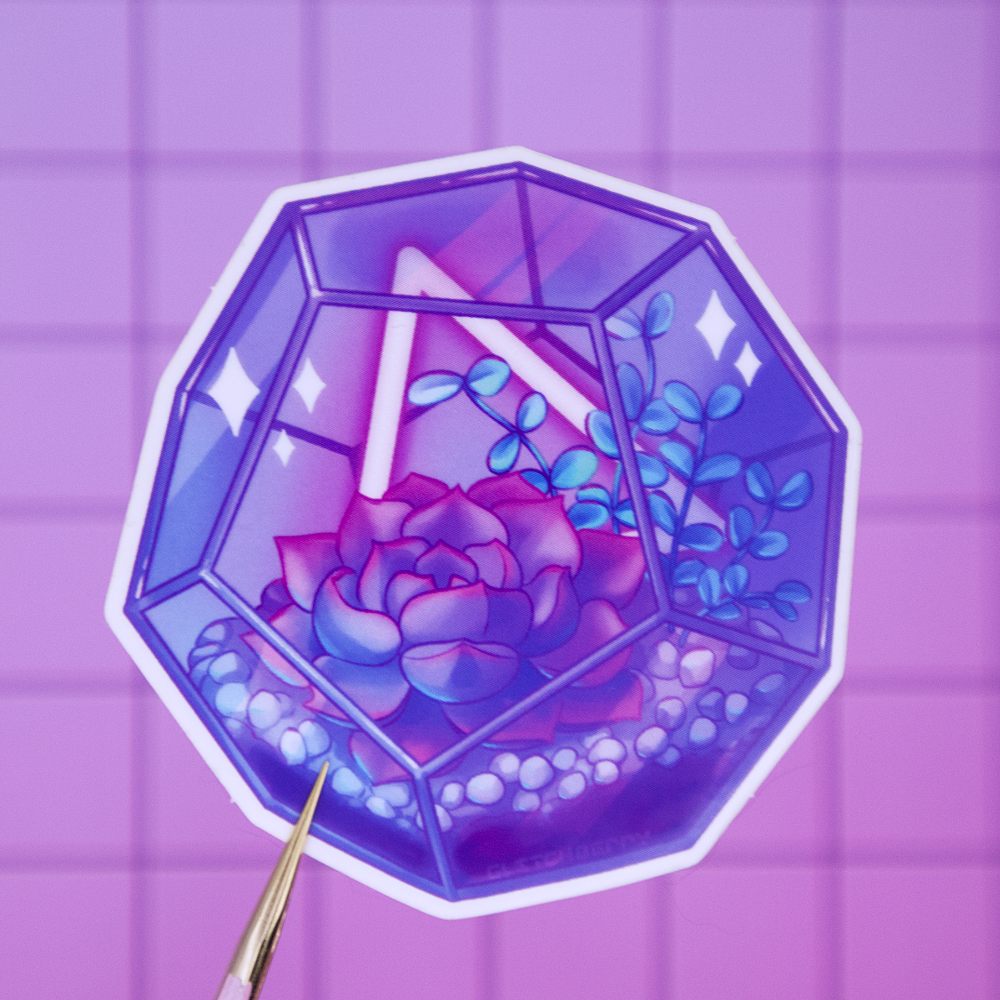 Glitchberry - Wholesale Sticker - Succulent Terrarium Clear Vinyl Sticker2