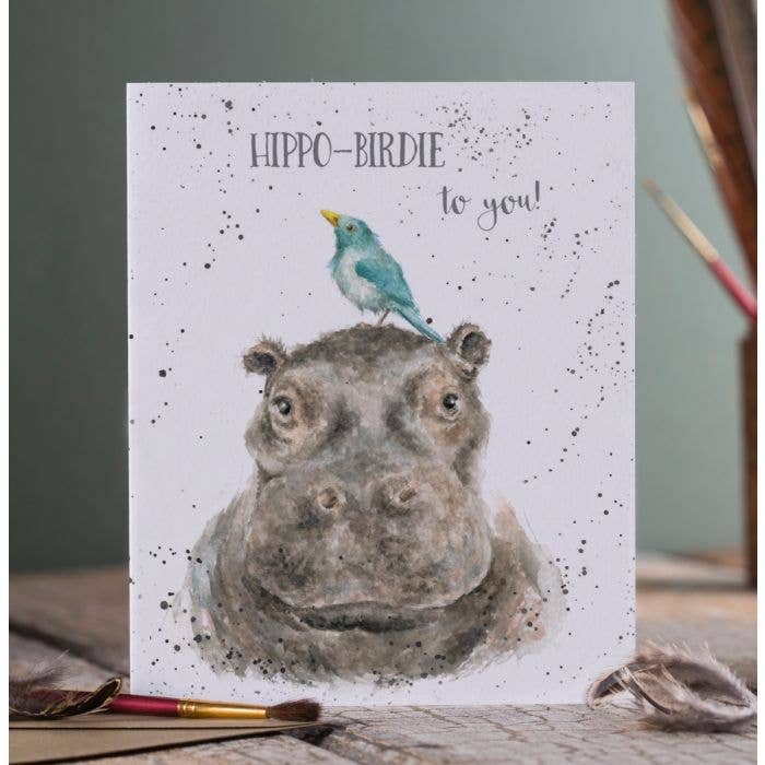 Wrendale Designs - Wholesale Everyday Greeting Card - Hippo Birdie1