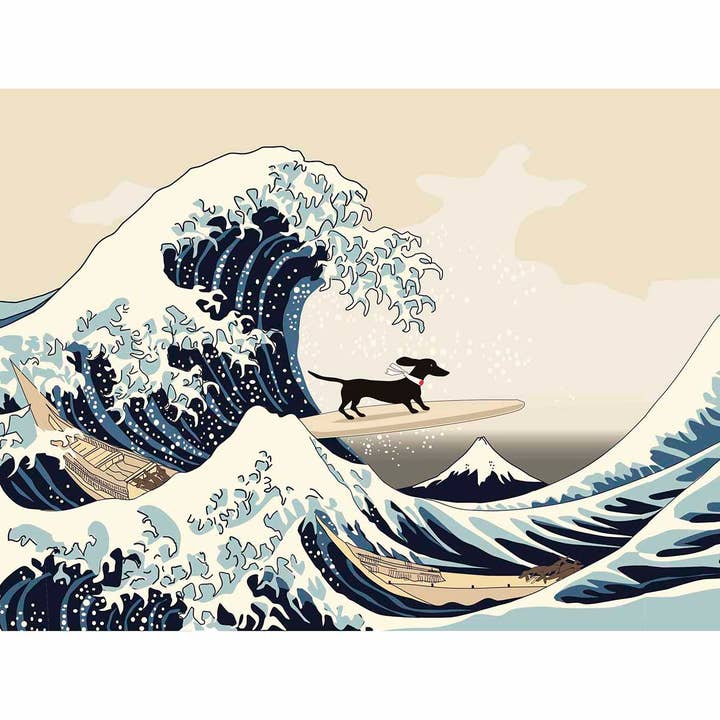Great Wave Dachshund Print for wholesale by London Pooch