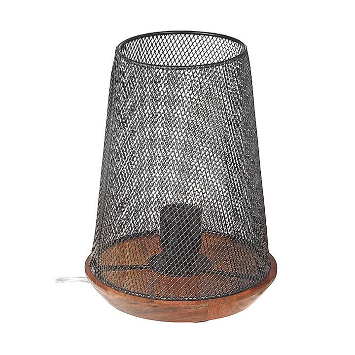 Lámpara de Alambre de Hierro con Base de Madera Marrón para venta al por mayor de IH Casa Decor