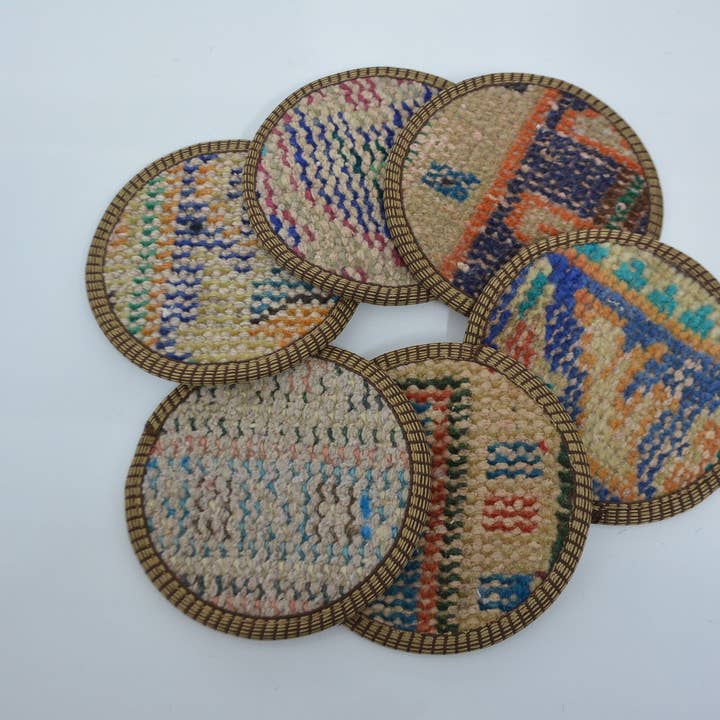 Kilim Pillow Decors - Wholesale Coasters - Kilim Rug Coaster Set - Ethnic & Rustic Housewarming Gift1