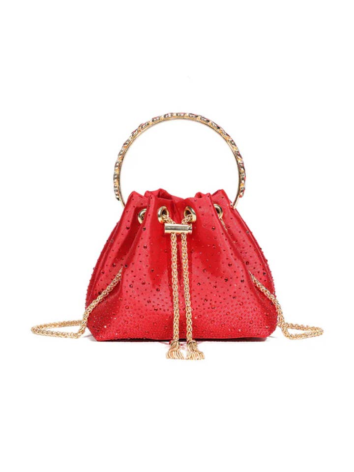 Sac de soirée à poignée supérieure orné rouge pour la vente par Aftershock London