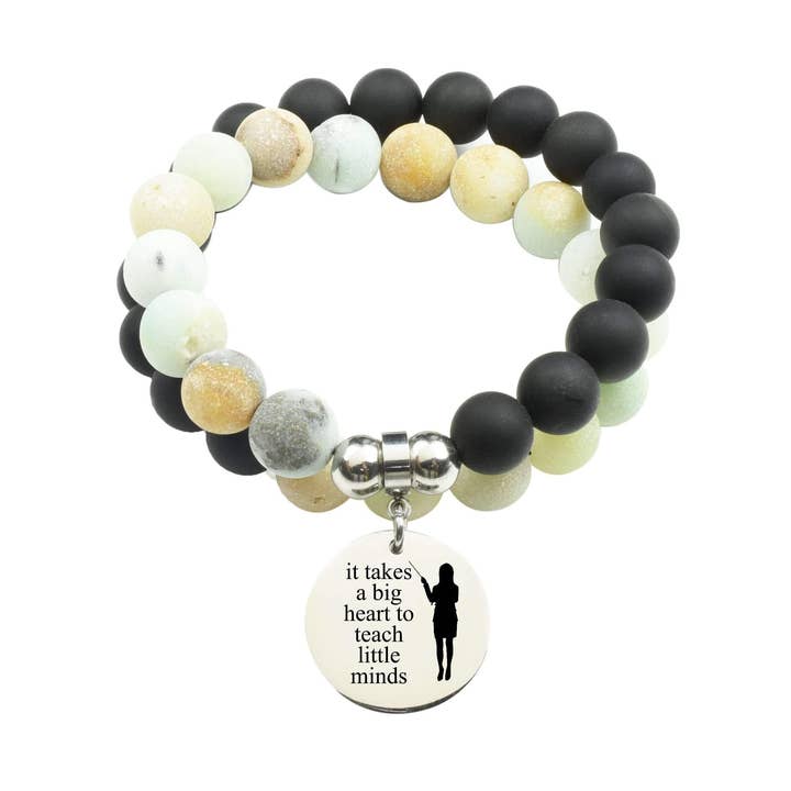 Genuine 10Mm Double Wrap Obsidian Amazonite Mix Bracelet for wholesale by Pink Box