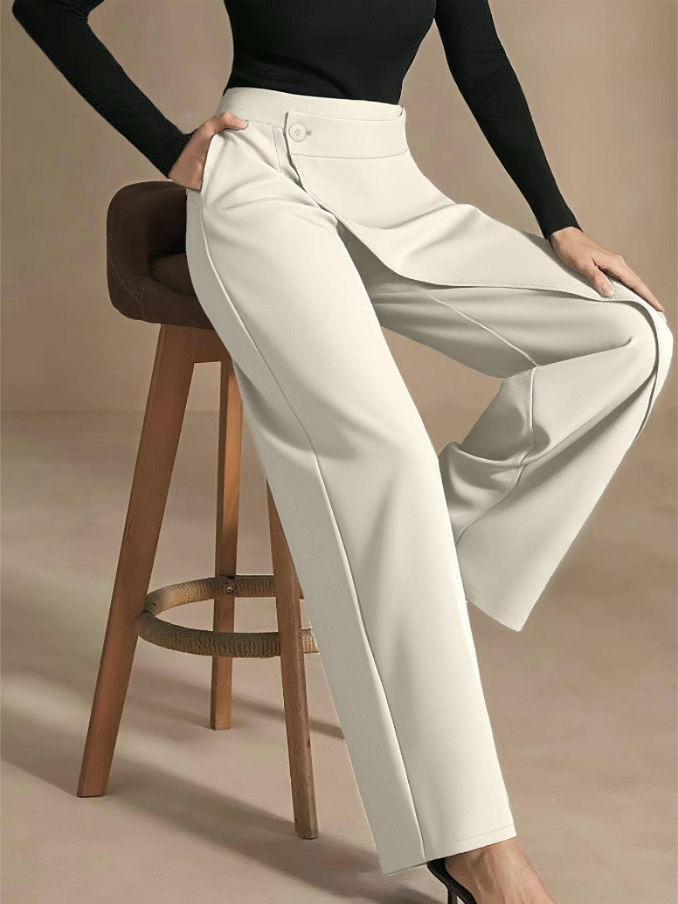 HIDDENBRAND - Wholesale Pants - Women's - High-waisted asymmetrical wide-leg suit pants2