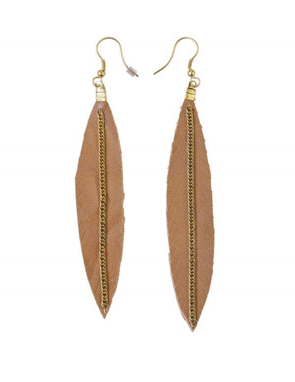The Collection Royal / Royal Handicrafts – wholesale Dangle earrings – Leather Brown Feather Earrings0