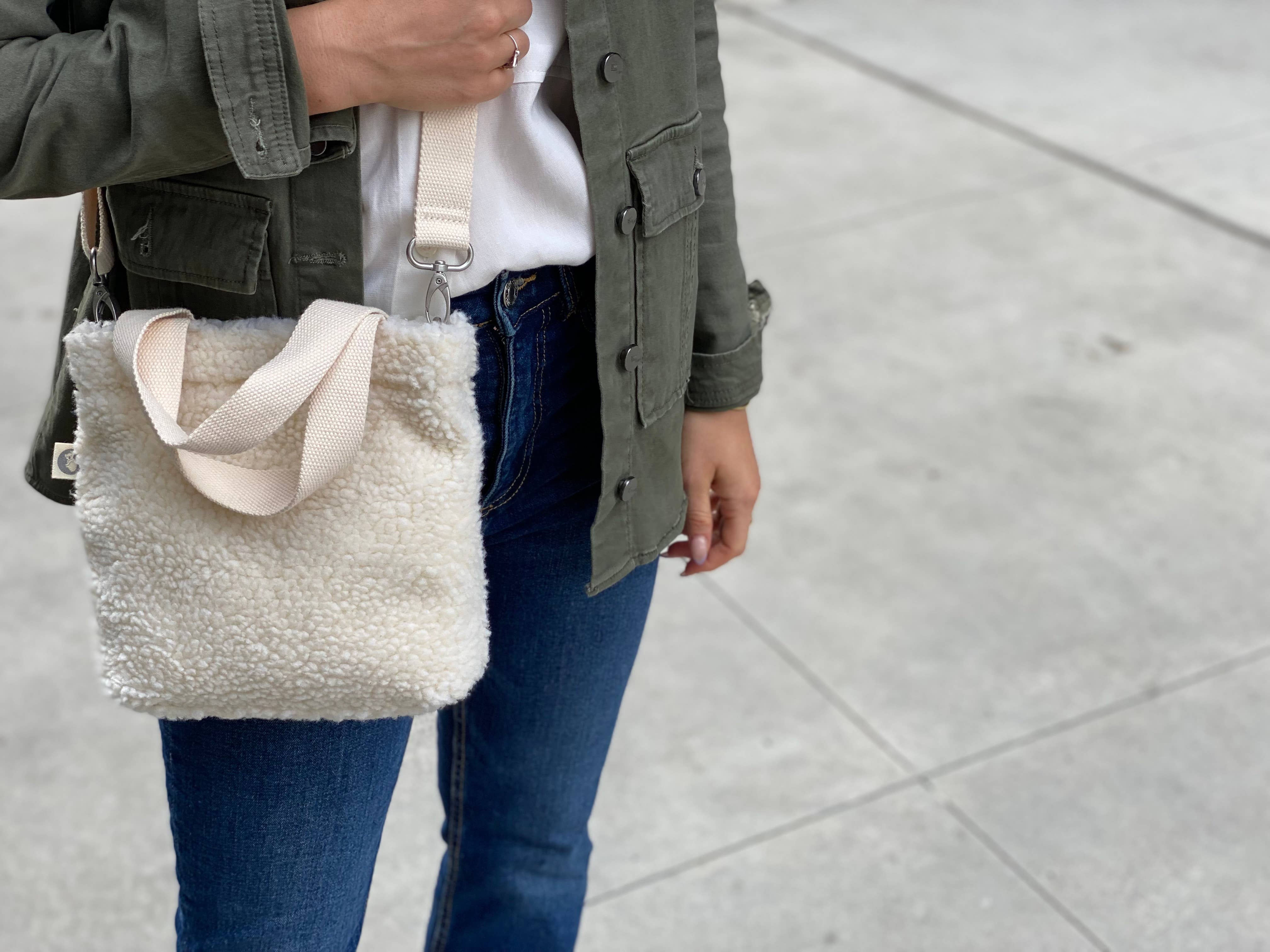 Quilted Koala - Wholesale Crossbody Bag - Women's - Sherpa Midi Town Crossbody Bag - Ivory2