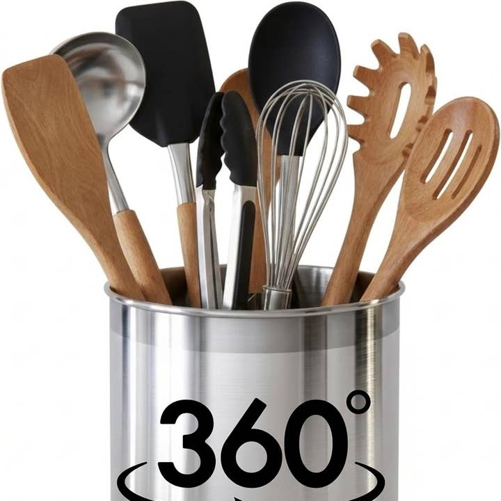 Extra Large Metal Utensil Holder Caddy with Sturdy No-Tip for wholesale by Cooler Kitchen