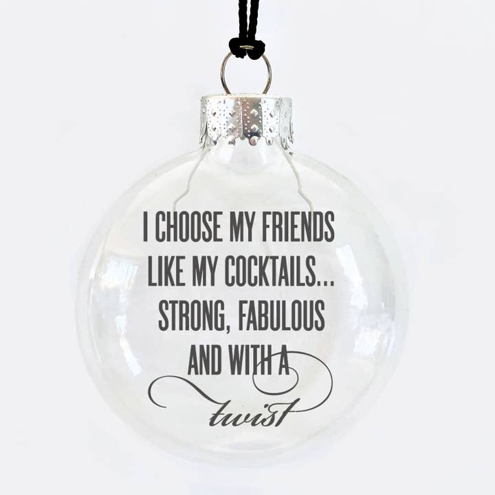 Friends With A Twist See-Through Glass Holiday Ornament for wholesale by Skel & Co
