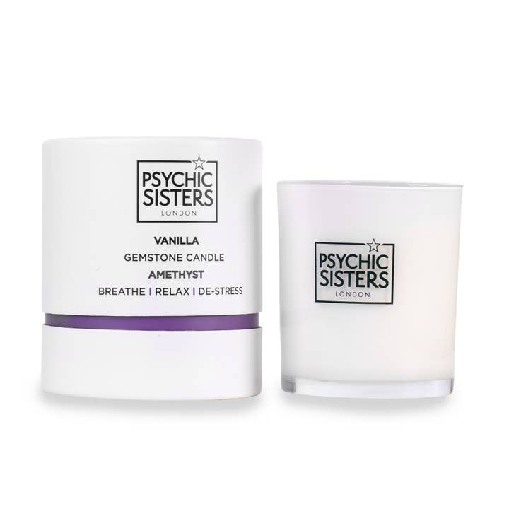 Amethyst Crystal Candle – Vanilla for wholesale by Psychic Sisters
