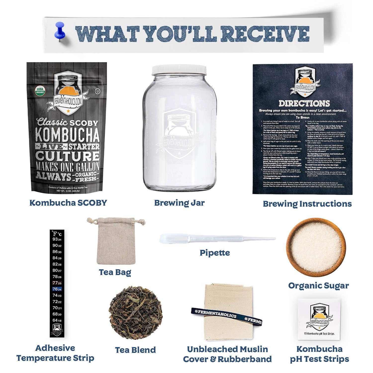 Fermentaholics - Wholesale DIY Food Kit - Complete Kombucha Brewing Starter Kit – Classic1