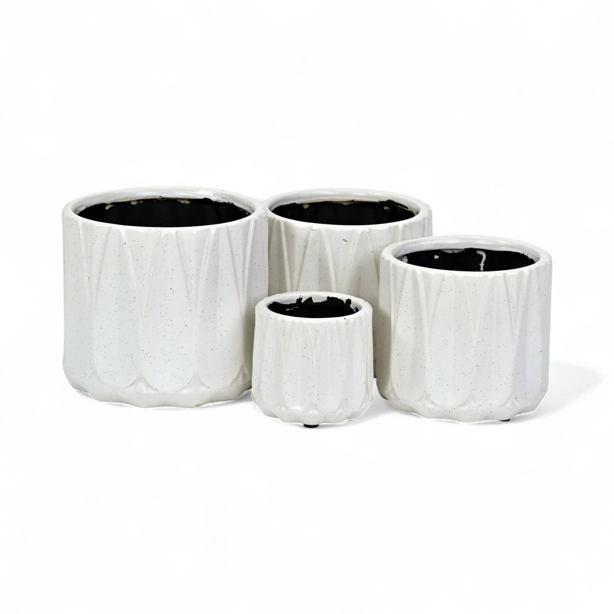 Cheungs Home Decor - Wholesale Plant Pot - Set of 4 White Speckled Ceramic Plant Pots1