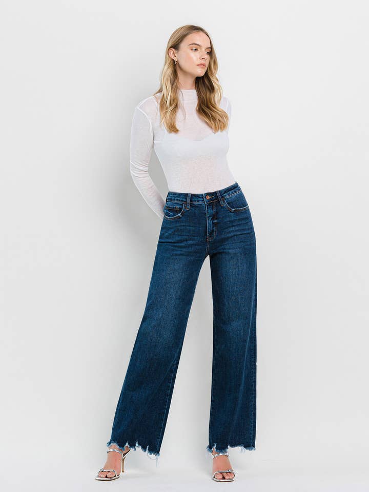 MEDIUM DARK DENIM TUMMY CONTROL 90'S VINTAGE SUPER HIGH RISE LOOSE LV1210MD for wholesale on Faire