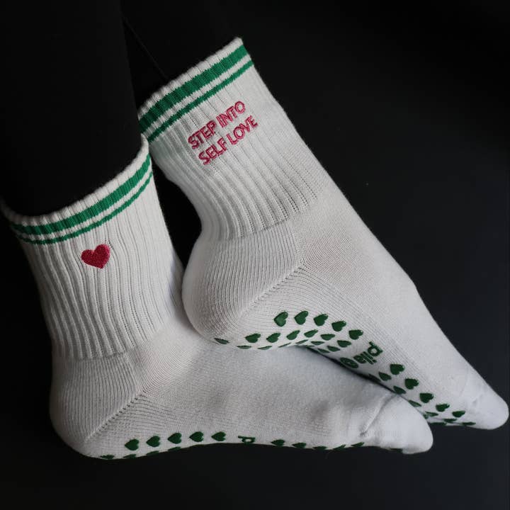 Step Into Self Love Grip Socks for wholesale by Pilabarre