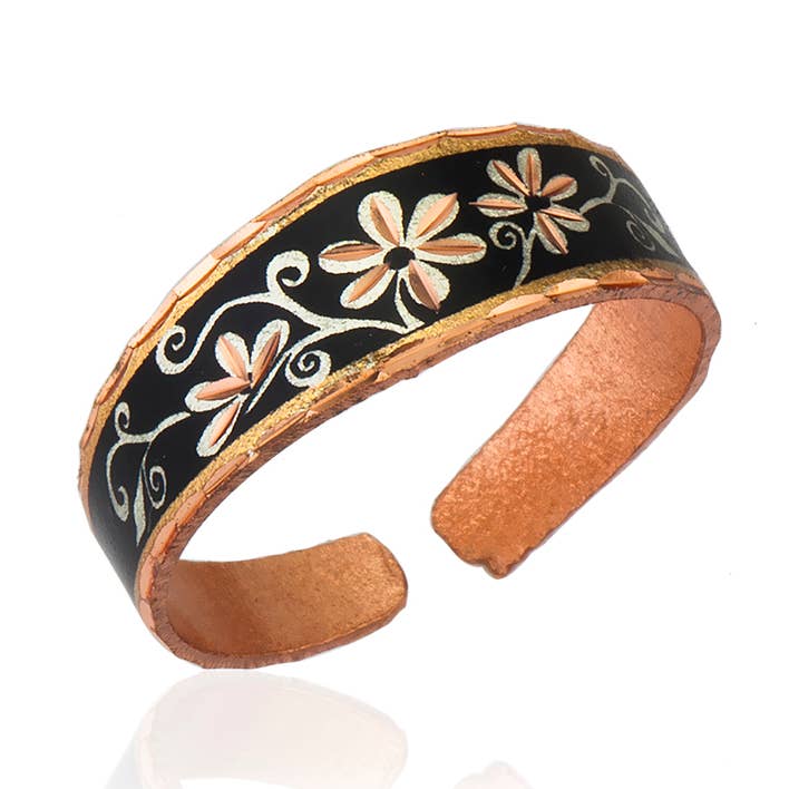 RNS 09 Black Background Flower Rings for wholesale by COPPER ARTS INC.
