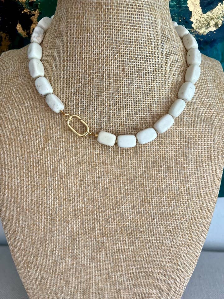 Cube Bead Carabiner Necklace for wholesale by Grace Designs