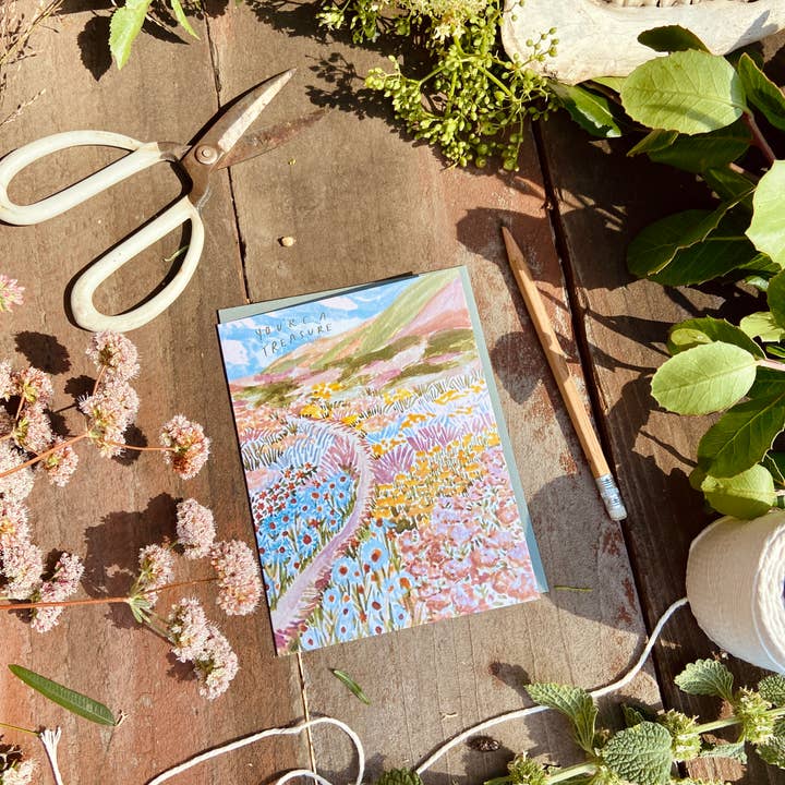 Little Salt Wagon - Venta al por mayor Tarjetas de felicitación - Tarjeta de felicitación You're A Treasure Wildflower Colorful Coast3