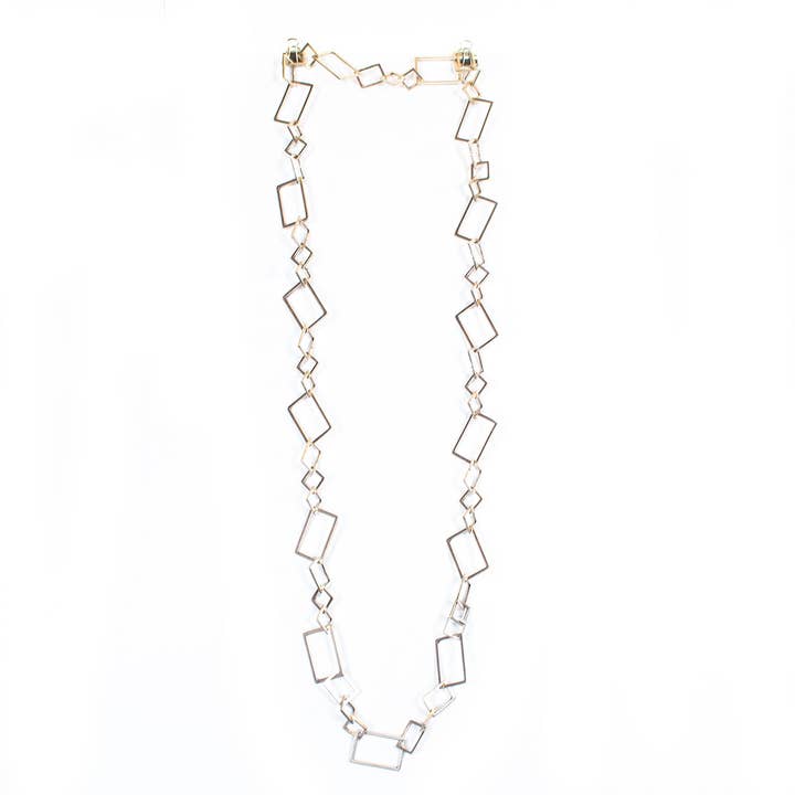 Silk Wool and Bijoux - Wholesale Link & Chain Necklace - "Chain of Small Boxes" silver plated Necklace1