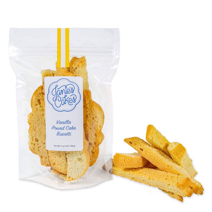 Vanilla Pound Cake Biscotti for wholesale by Janie's Cakes