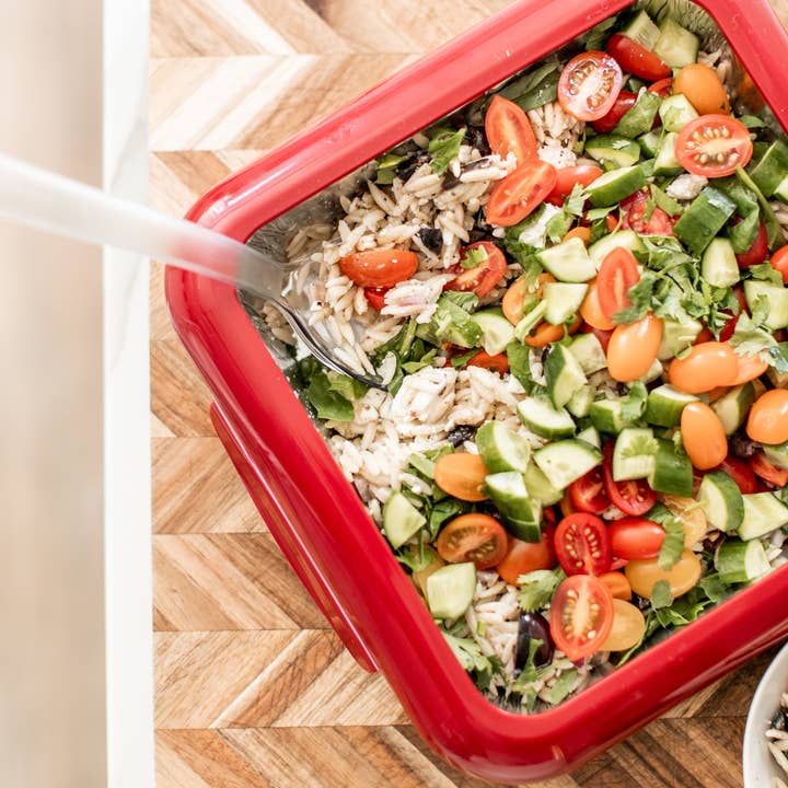 Fancy Panz - Wholesale Casserole Carrier - Square Set - 8x8 Pan Frame w/ Lid & Serving Spoon - Red5