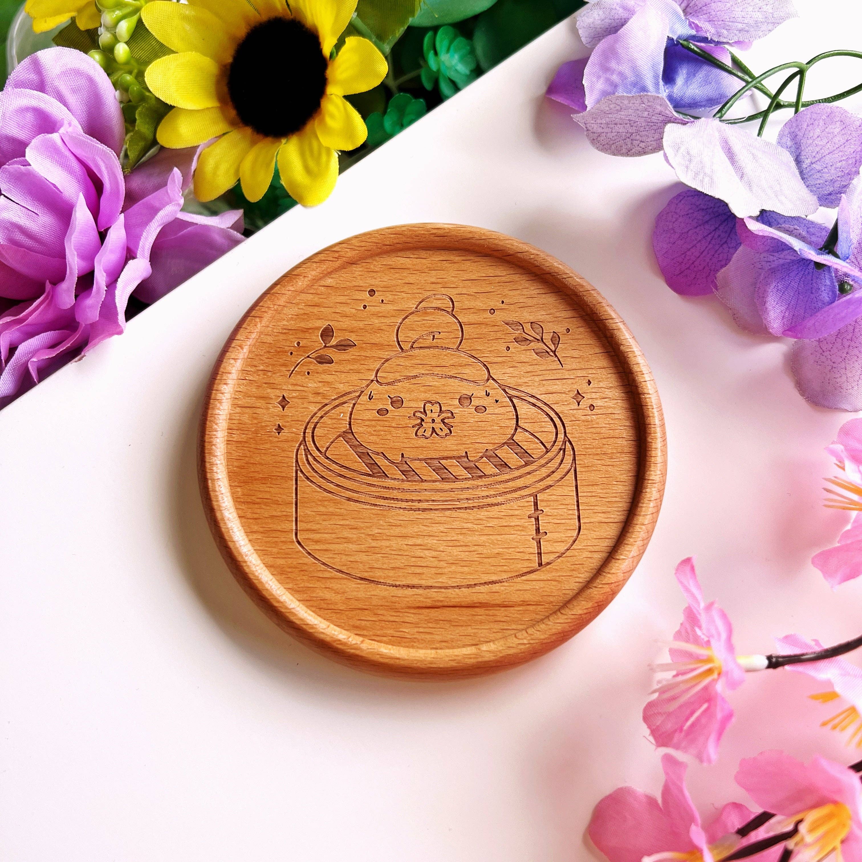 SumLilThings - Wholesale Coasters - Wooden Coaster - Dimsum Steaming Bunny0