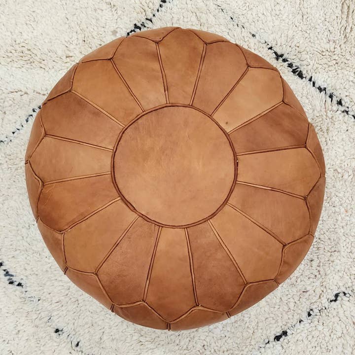 Handmade Leather Pouf | Moroccan Ottoman Footstool. for wholesale by Berbereino LLC