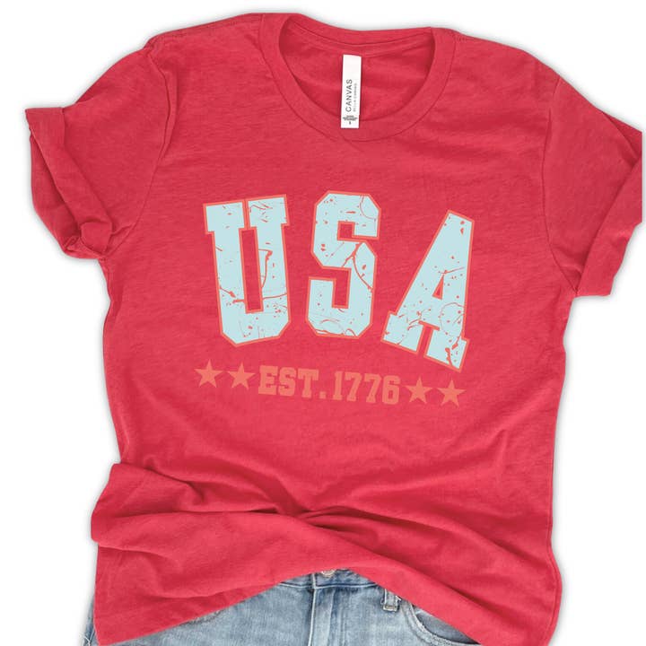 ATTA TOOD LLC - Wholesale T-Shirt (Graphic) - Women's - USA women's 4th of July graphic t-shirt, Patriotic, Holiday