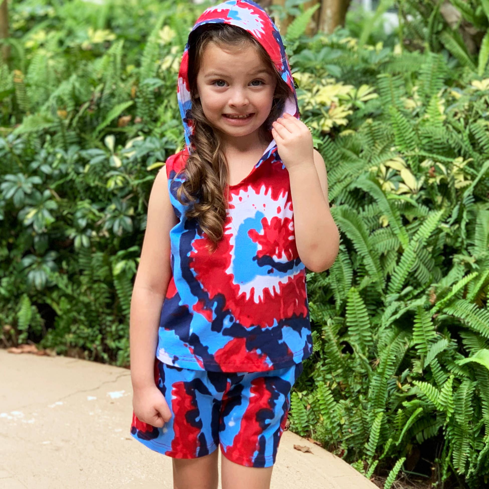 AnnLoren - Vente Ensemble haut et short – enfant - Ensemble de shorts tie-dye AnnLoren 4 juillet Vêtements pour enfants Unisexe0