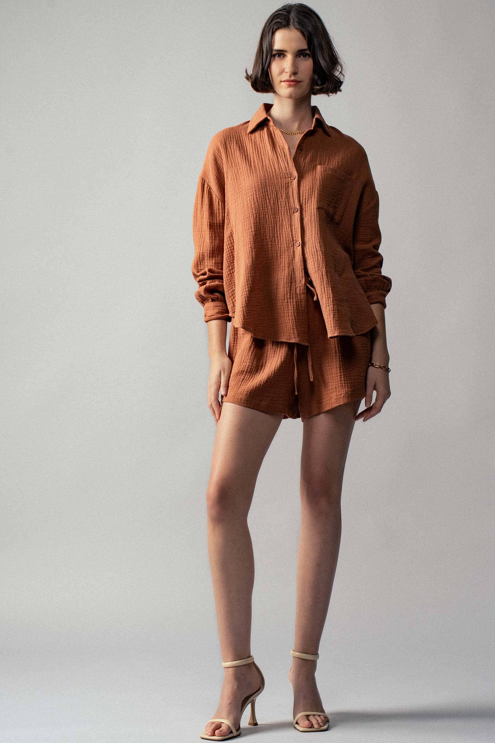 Urban Daizy - Wholesale Lounge Set - Women's - Crinkle Cotton Gauze Resort Button-Up Set21