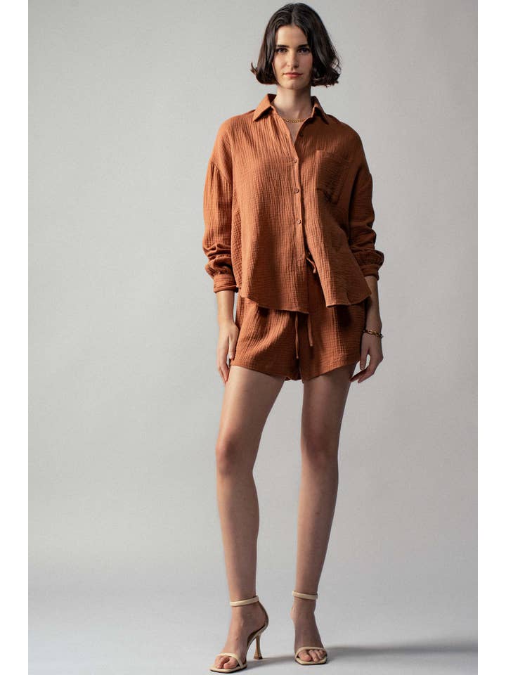 Urban Daizy - Wholesale Lounge Set - Women's - Crinkle Cotton Gauze Resort Button-Up Set21