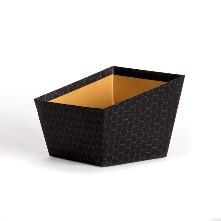 Bacon Basketware - Wholesale Decorative Box - HIGHBACK SQUARE BLACK/GOLD HONEYCOMB
