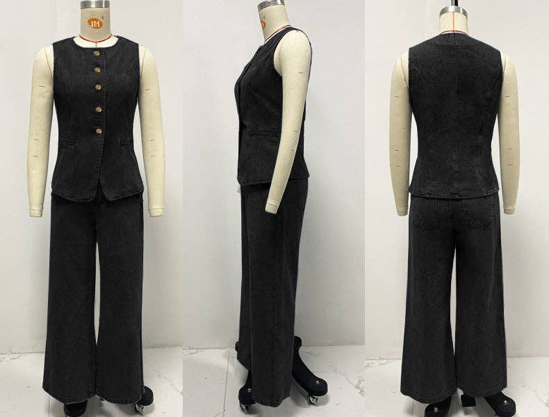 Marayn – wholesale Top & pants set (NOT Loungewear) – Women's – NEW Chic Denim Vest Set European Style Ready4