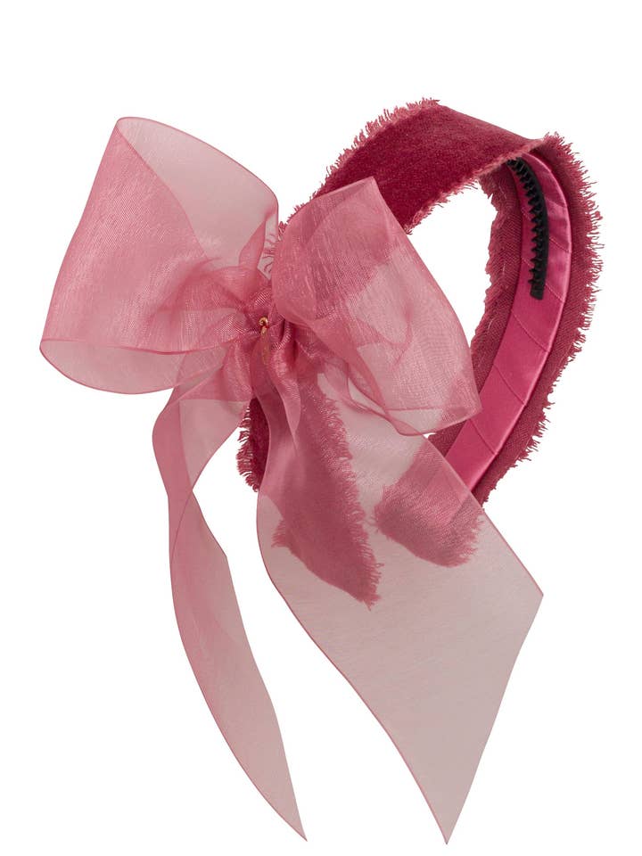 Cerchietto Belle Organza Fringe - Cranberry (fatto a mano negli Stati Uniti!) per la vendita all'ingrosso da parte di Project 6 NY Kids