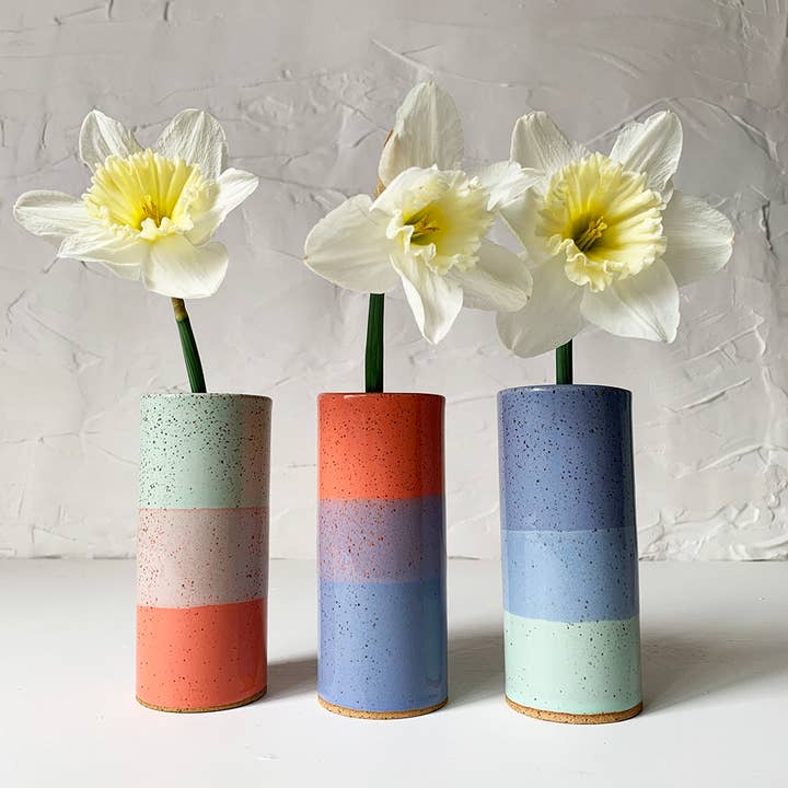 Stoneware Bud Vase - Available in Assorted Colors for wholesale by Bella Joy Pottery