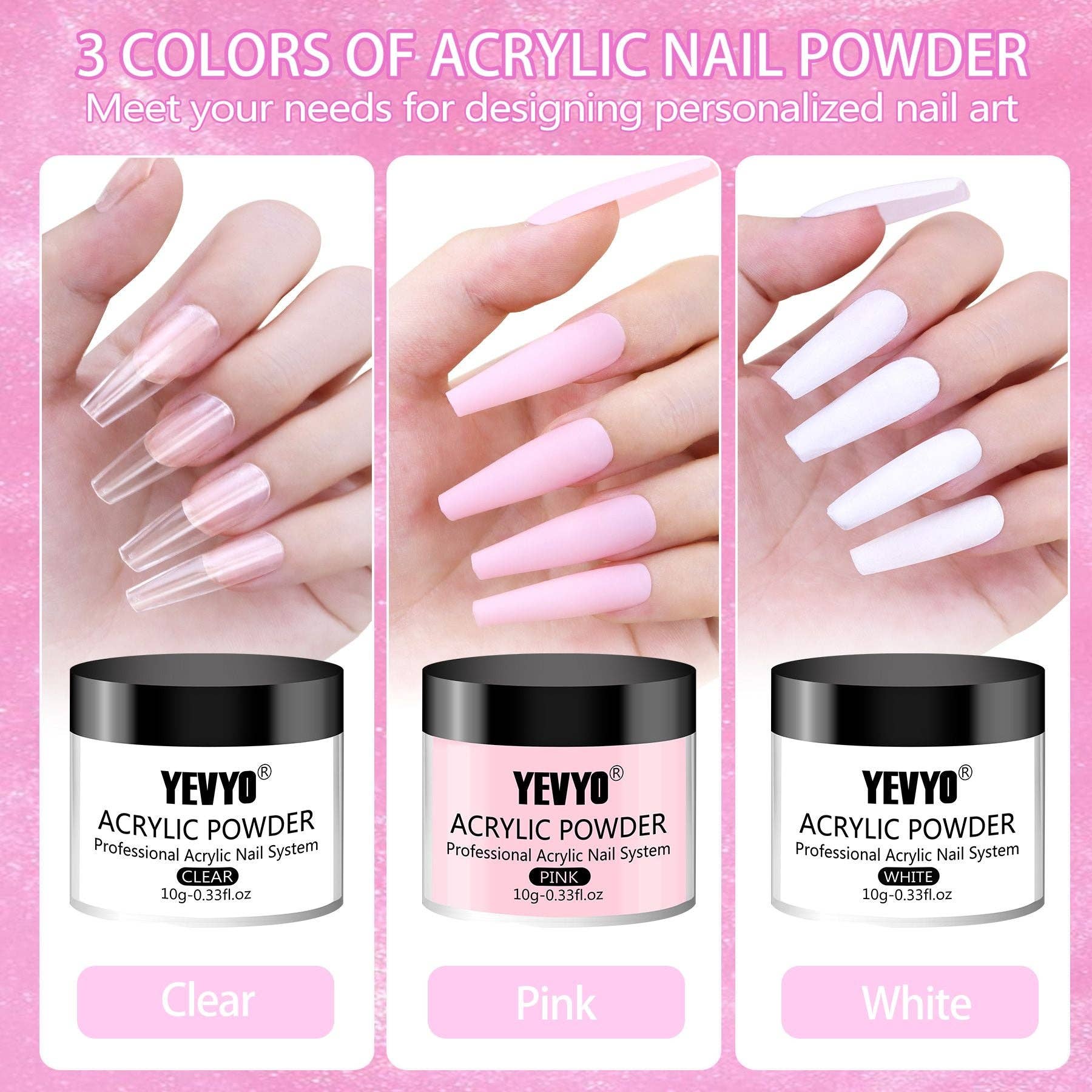 multicolour Acrylic Nail Kit, Nail Kit for Beginners with Everything, 24 Colors Glitter Acrylic Powder and Liquid Monomer Set, 200 Pcs Nail Tips, 3 Pcs Acrylic Nail Brush for Home DIY Extension Nail Salon for wholesale on Faire3