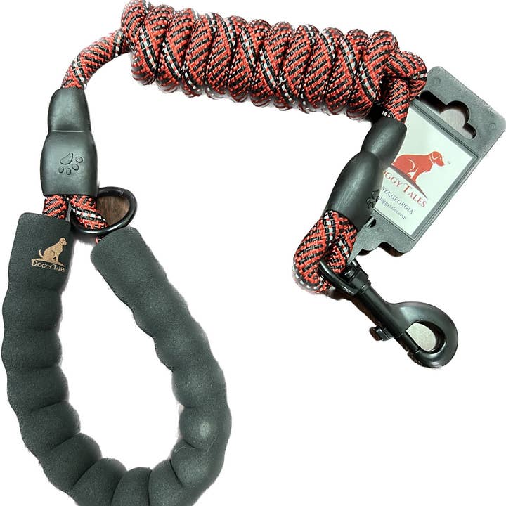 Braided Rope Leash - Black/Red for wholesale by DOGGY TALES