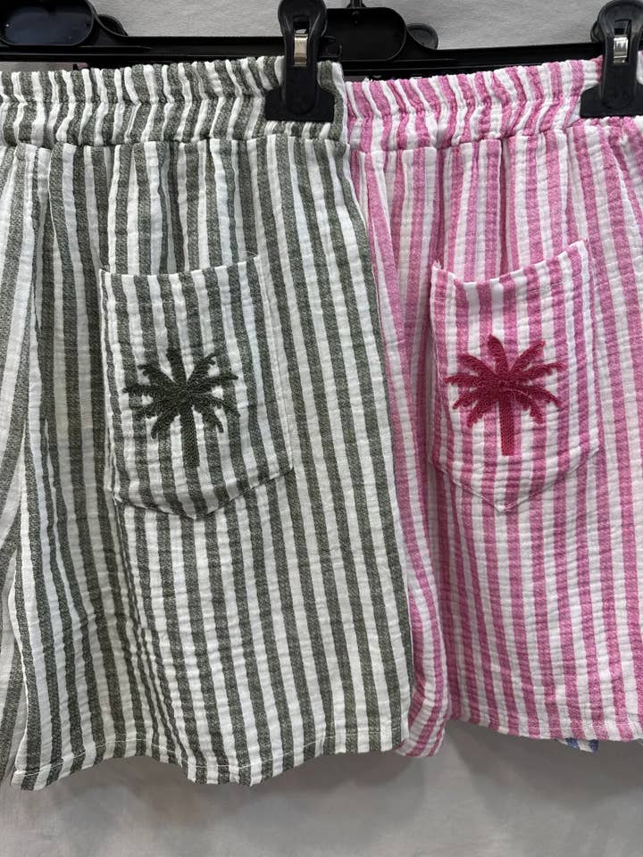 Mimi & Gogo - Wholesale Skort - Women's - Shorts with Palm Tree Embroidered Pocket @5038_ShPochePalmier