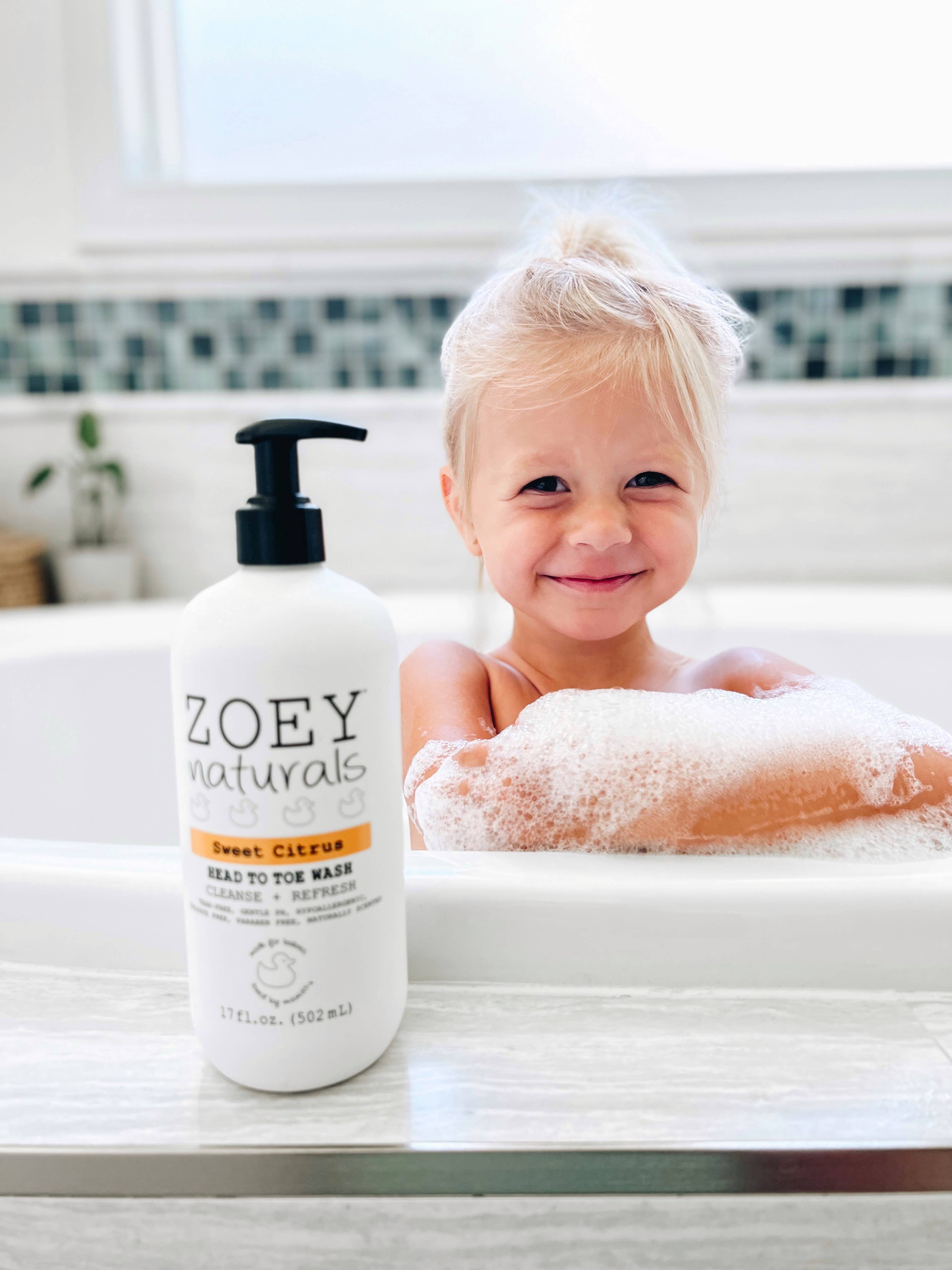 Zoey Naturals - Wholesale Body Wash/Shower Gel - Kids & Baby - Sweet Citrus Head to Toe Wash - 17oz6