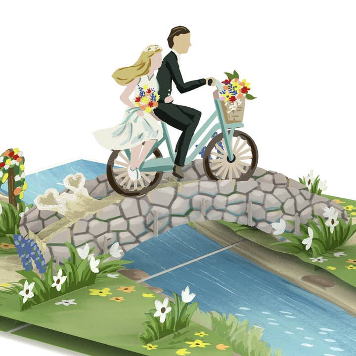 Biglietto pop-up per sposi in bicicletta | Biglietto di matrimonio 3D per la vendita all'ingrosso da parte di papercrush