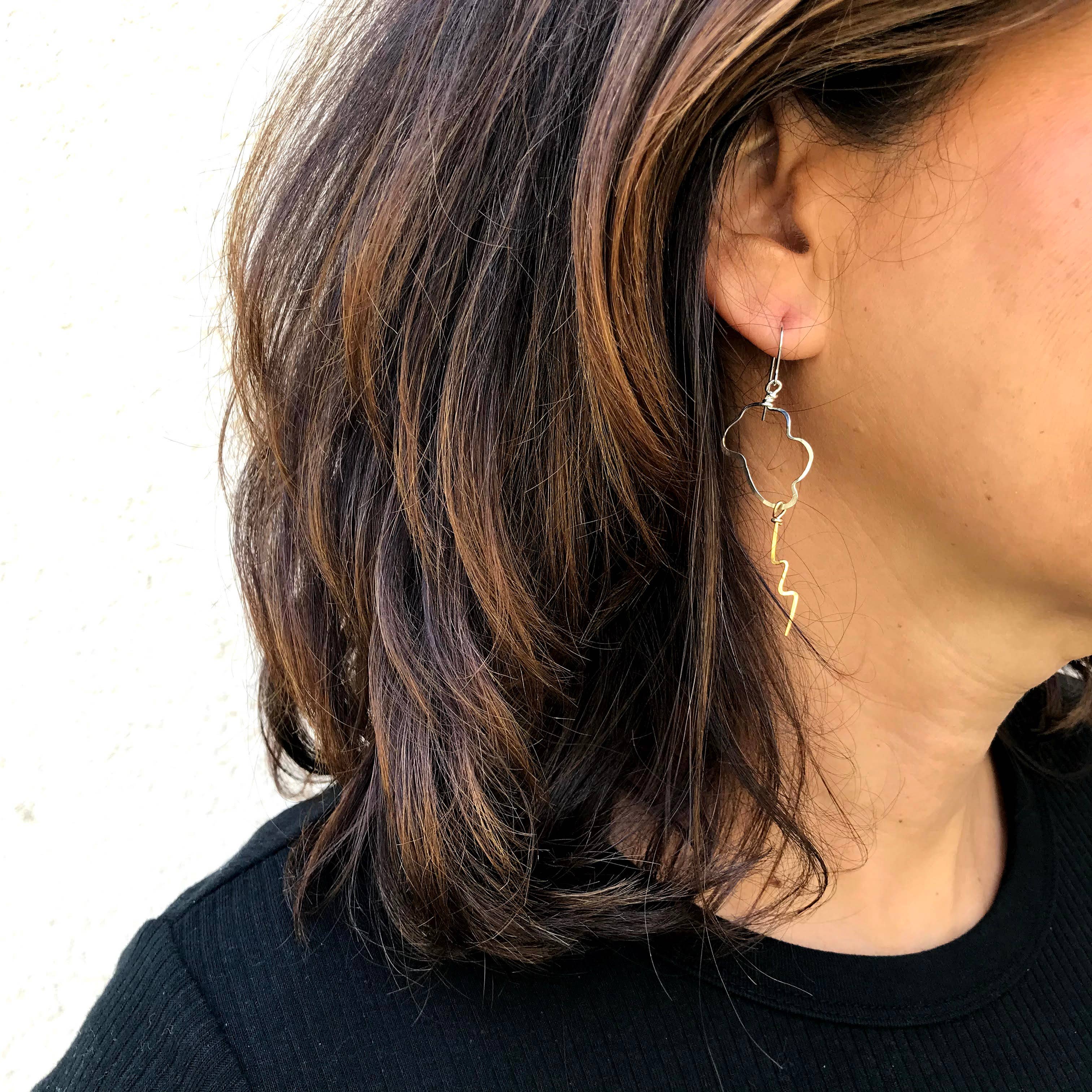 Beth Jewelry - Wholesale Dangle Earrings - Cloud and Lightning Bolt Earrings (gold)1