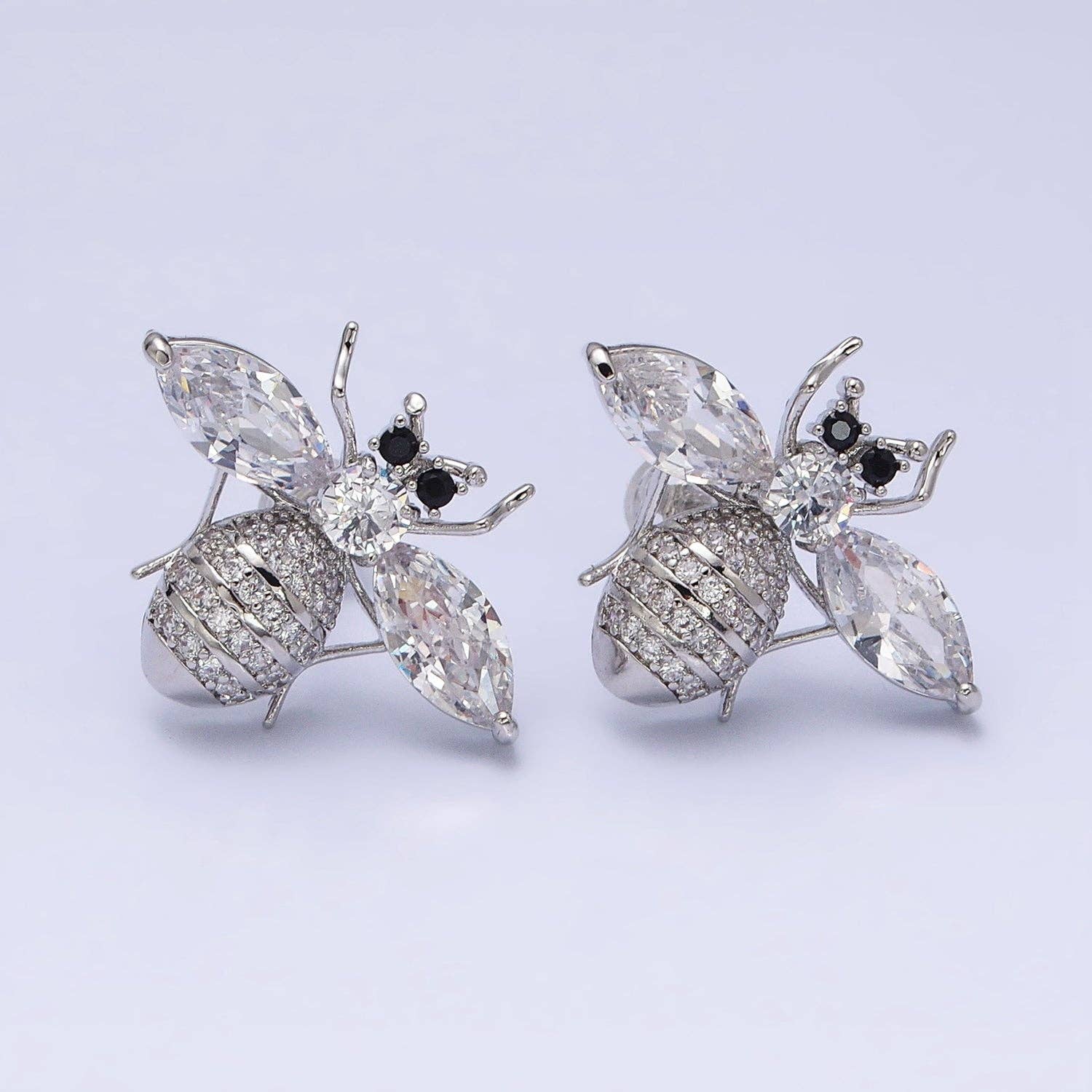 Aim Eternal - Wholesale Stud/Post Earrings - Gold Filled Bee Stud Earrings With Crystal Cubic Zirconia1