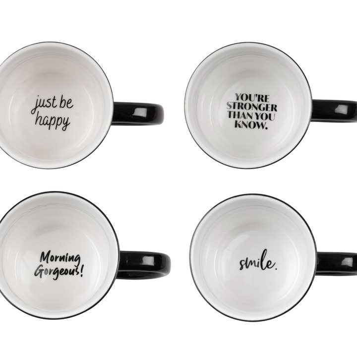 Message Message Bottom Mug Set of 4 Black for wholesale by Harman