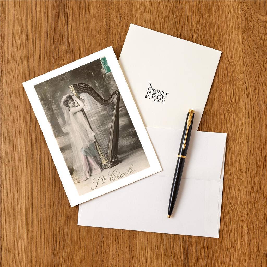 Found Image Press - Wholesale Stationery/Notecard Set - Greeting Card MS-160 St. Cecile Posing with Harp1