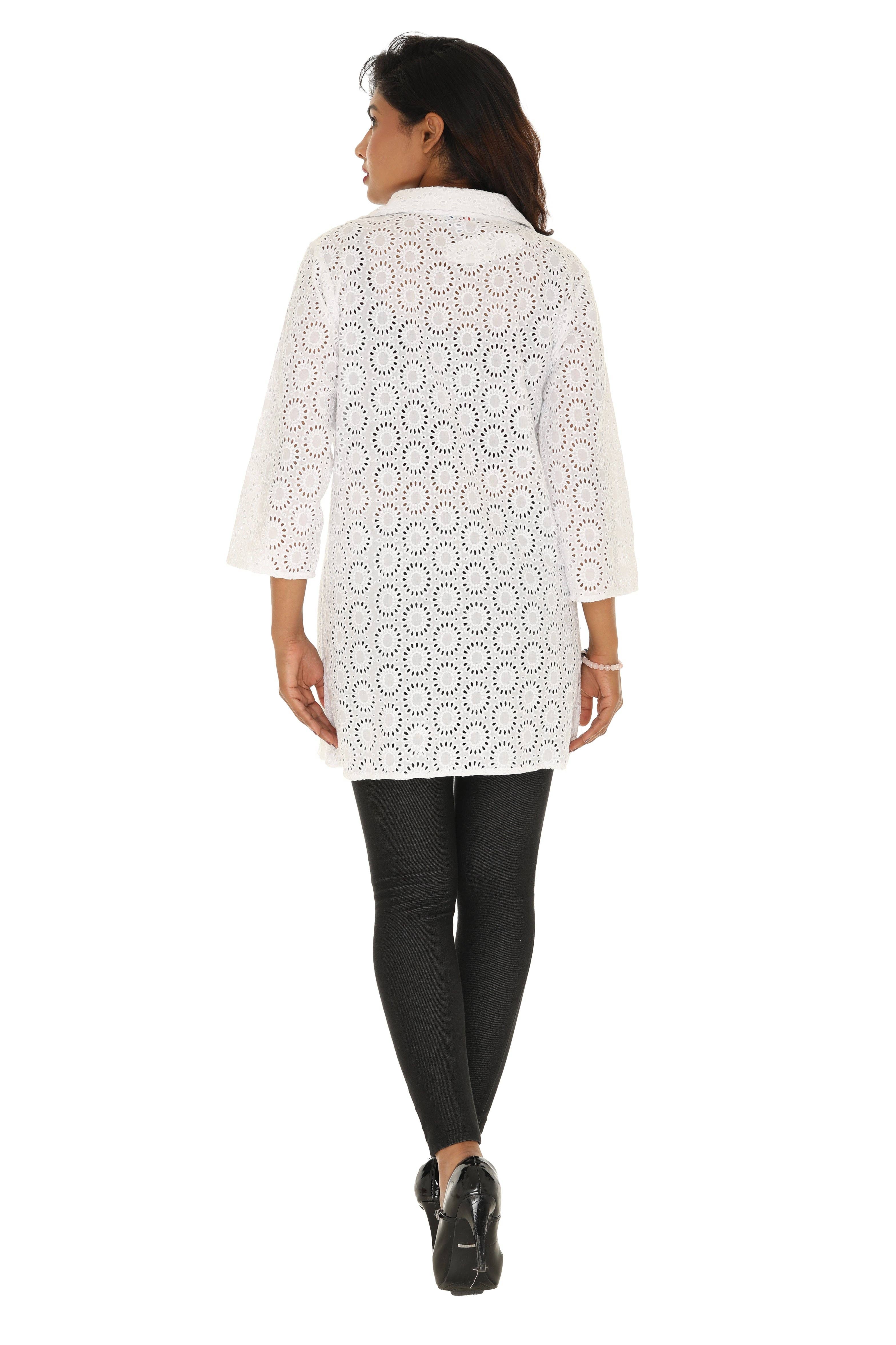 White Cotton Cover Up with Circular Pattern for wholesale on Faire1