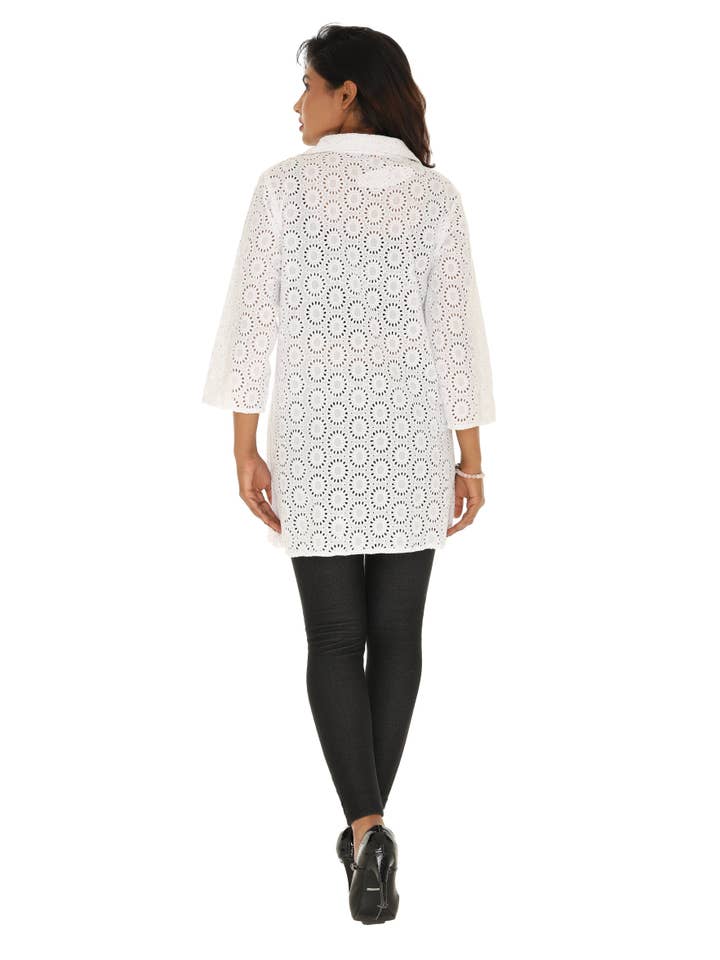 White Cotton Cover Up with Circular Pattern for wholesale on Faire1