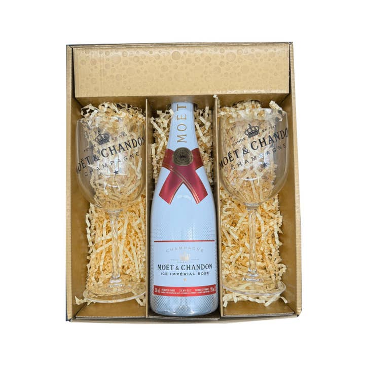 Wine And More - Wholesale Champagne/Sparkling Wine - Moët Champagne Gold Box 1 Ice Rosé + 2 Moët Flutes