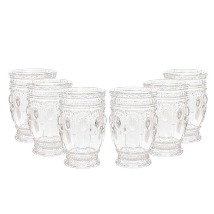 Tasse en verre gaufré 5" 10 oz 6pc/boîte - Transparent pour la vente par Portofino International Trading, USA