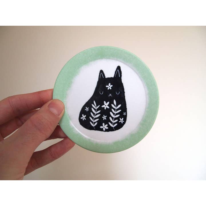 I LIKE CATS - Wholesale Jewellery dish - Floral Black Cat Trinket Dish, Coaster5