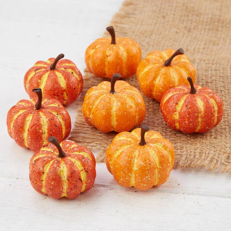Factory Direct Craft - Wholesale Artificial Flowers - Pack of 8 Fall Mini 1-1/4" Artificial Pumpkins1