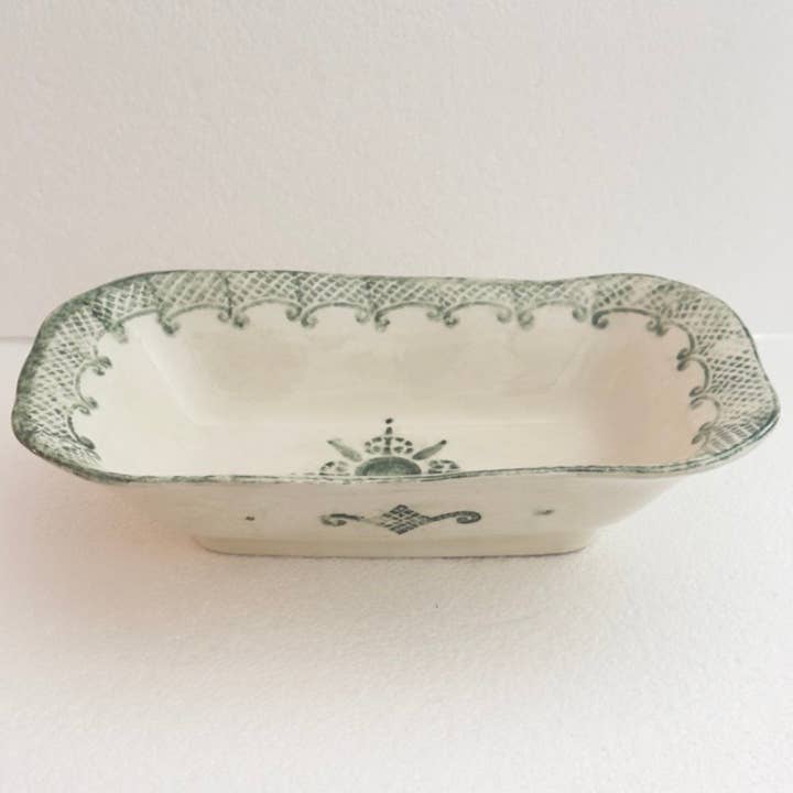 Burano Green Rectangular Dish - NEW for wholesale by Arte Italica & Crown Linen Designs