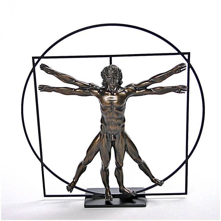 Museum Wholesale Inc - Wholesale Sculpture - Vitruvian Universal Man Statue by DaVinci, Bronze